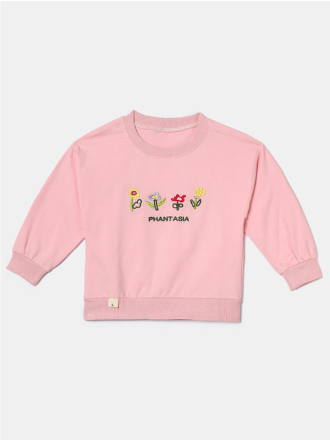 

Hopscotch Girls Pink Printed Sweatshirt