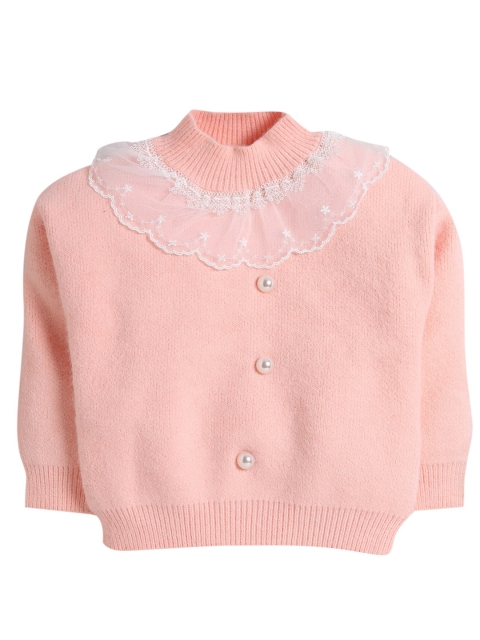

Hopscotch Girls Pink & White Embroidered Lace Pullover