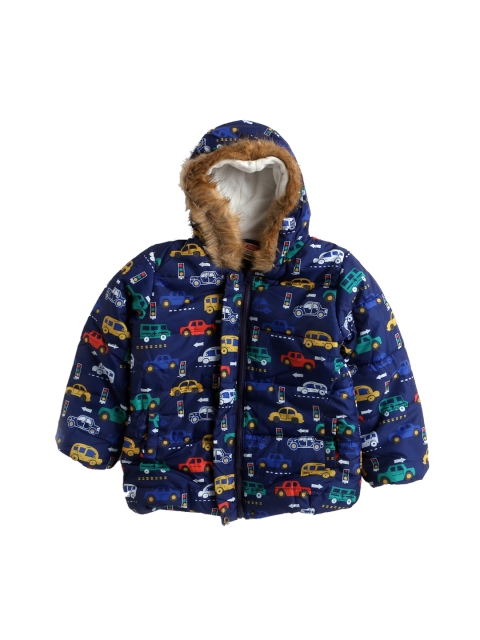 

Hopscotch Boys Blue Puffer Printed Jacket