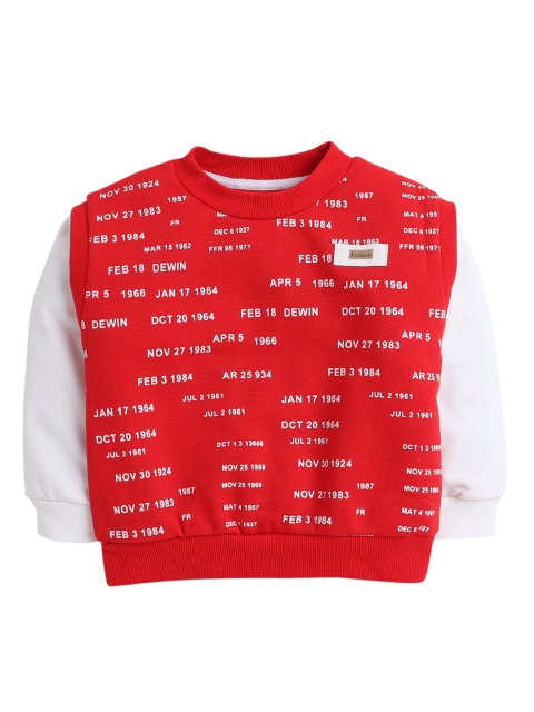 

Hopscotch Boys Red & White Printed Sweatshirt