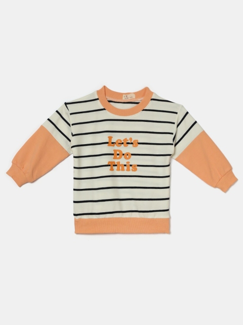 

Hopscotch Girls Orange Striped Sweatshirt