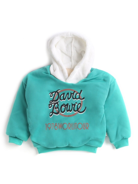 

Hopscotch Girls Green Printed Hooded Sweatshirt