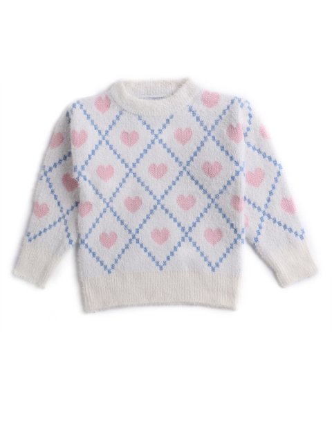 

Hopscotch Girls White & Blue Acrylic Printed Pullover