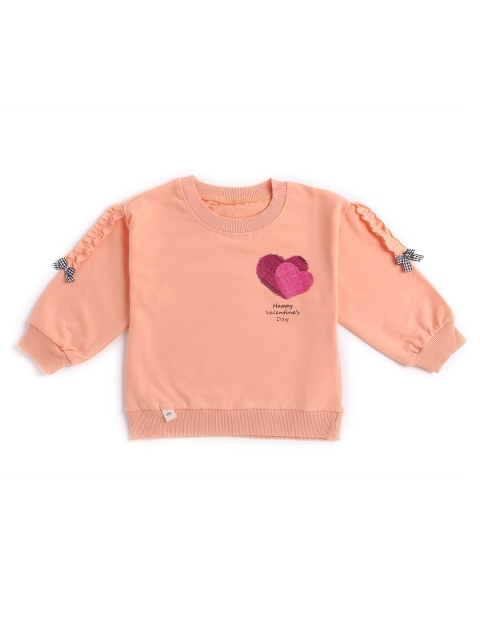 

Hopscotch Girls Orange Printed Sweatshirt