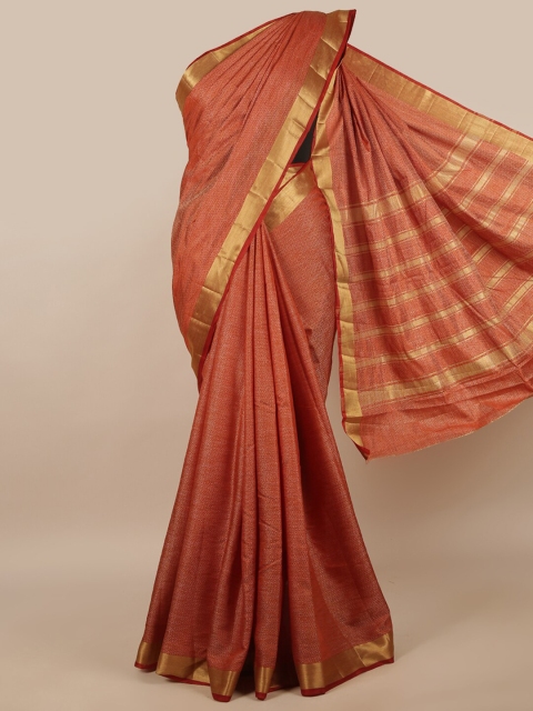 

Pothys Rust & Gold-Toned Zari Jute Silk Saree