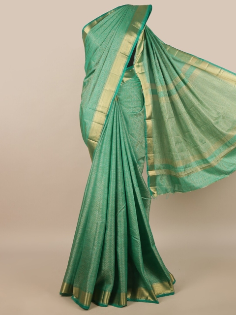 

Pothys Green & Gold-Toned Woven Design Zari Jute Silk Saree