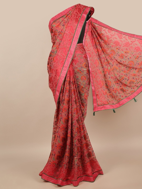

Pothys Pink & Green Floral Saree