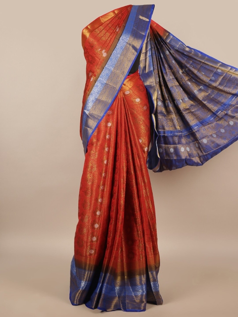 

Pothys Rust & Blue Ethnic Motifs Jute Silk Saree