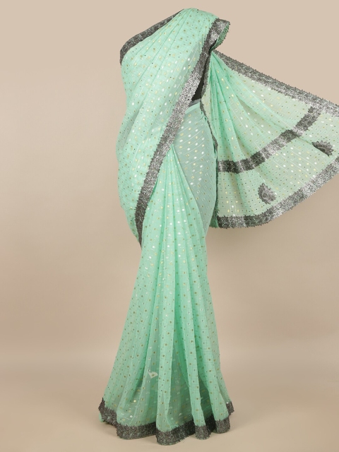 

Pothys Green & Grey Embellished Saree