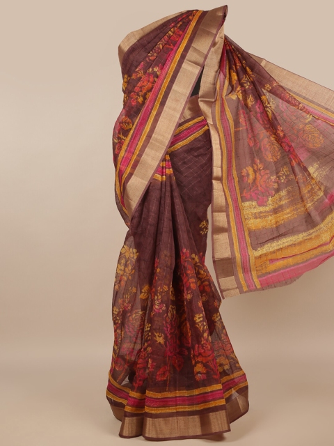 

Pothys Burgundy Floral Printed Cotton Blend Saree