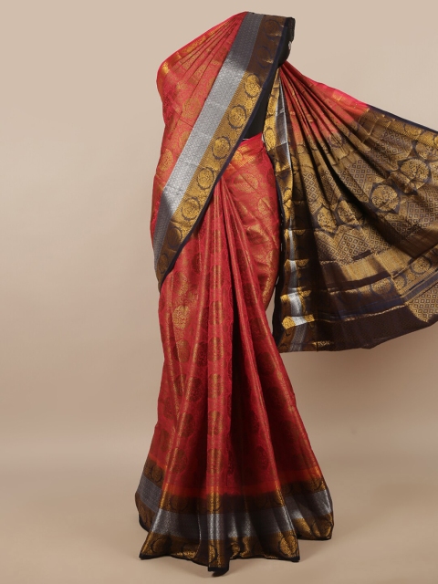 

Pothys Pink & Navy Blue Woven Design Zari Jute Silk Saree