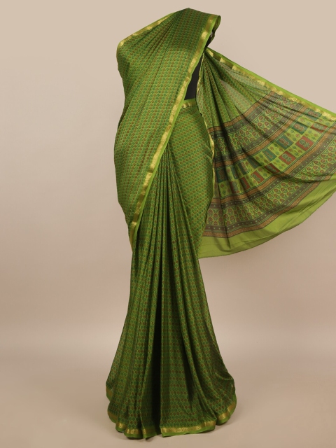 

Pothys Green & Brown Ethnic Motifs Zari Saree