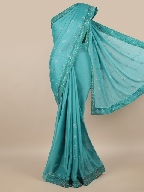 

Pothys Blue Floral Beads & Stones Saree