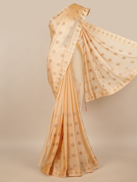 

Pothys Peach-Coloured Floral Saree