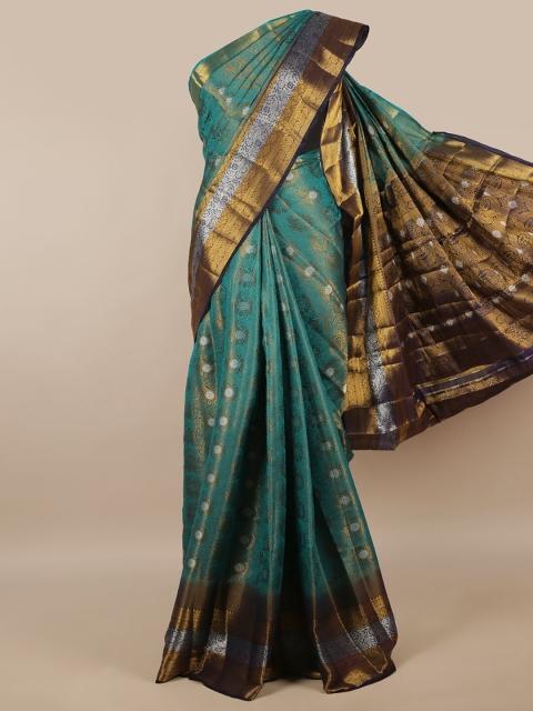 

Pothys Green & Navy Blue Woven Design Zari Jute Silk Saree