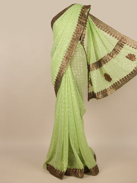 

Pothys Green & Brown Embellished Saree