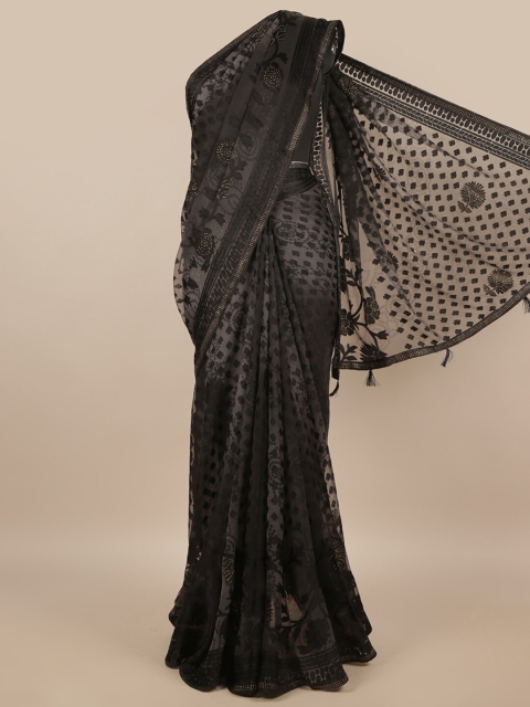 

Pothys Grey Floral Sequinned Saree