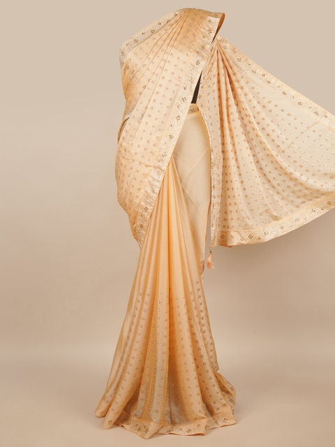 

Pothys Peach-Coloured Floral Saree