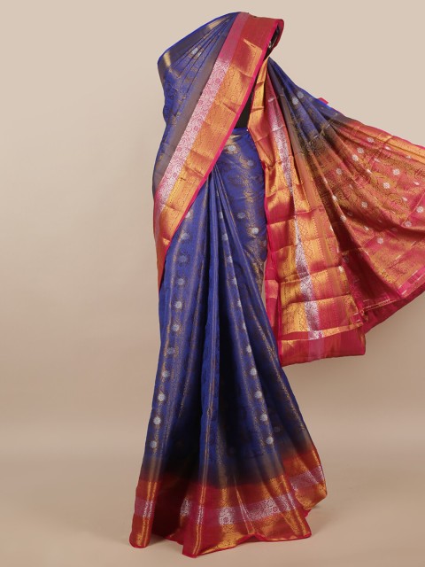 

Pothys Blue & Red Jute Silk Saree