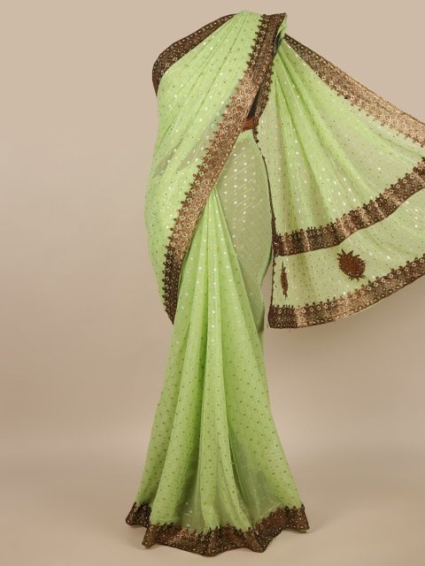 

Pothys Green & Copper-Toned Printed Saree