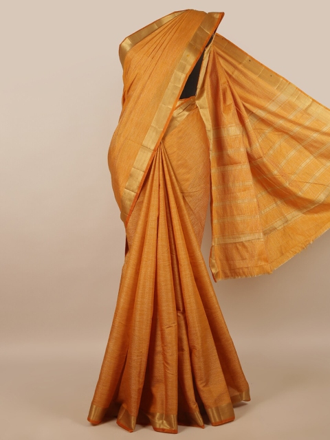 

Pothys Mustard Striped Zari Jute Silk Saree