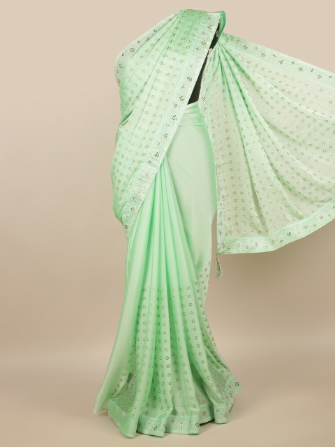 

Pothys Green Embellished Beads & Stones Saree