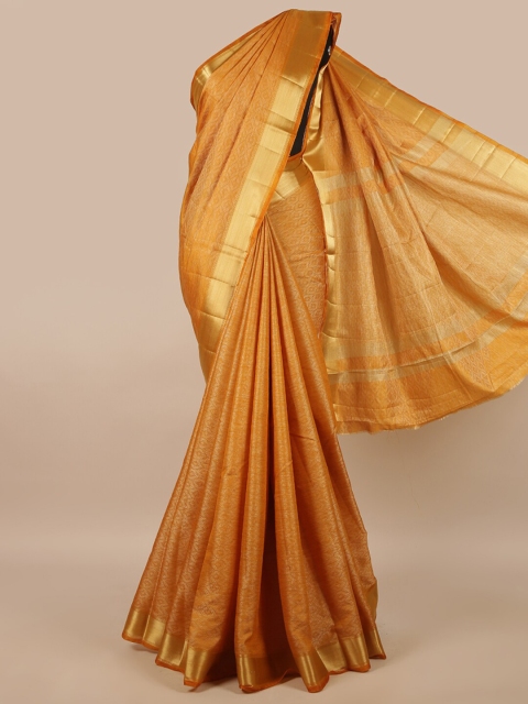 

Pothys Mustard & Gold-Toned Zari Jute Silk Saree