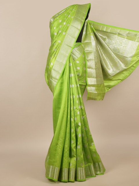 

Pothys Green & Silver-Coloured Ethnic Motifs Zari Jute Silk Saree