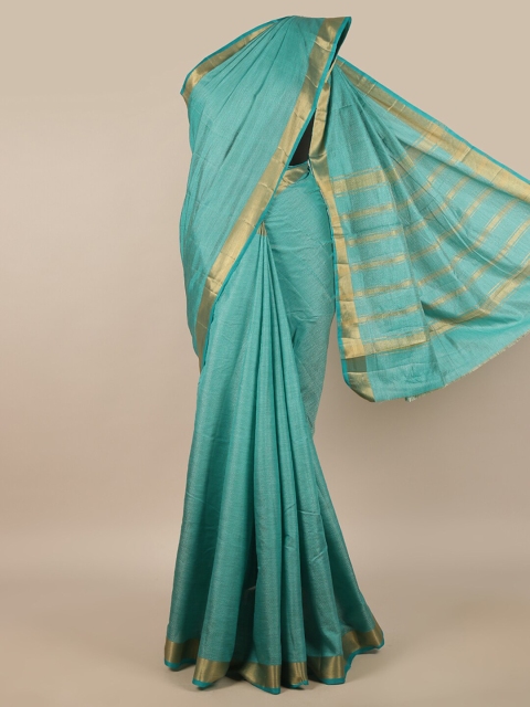 

Pothys Blue & Gold-Toned Zari Jute Silk Saree