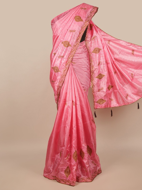 

Pothys Pink & Brown Floral Saree