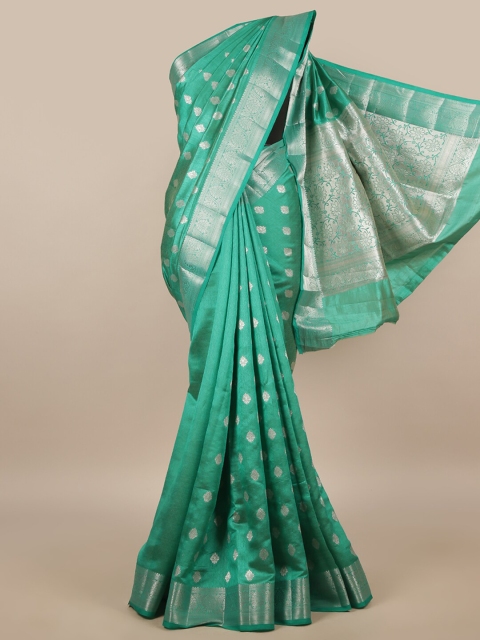 

Pothys Green & Silver Ethnic Motifs Jute Silk Saree