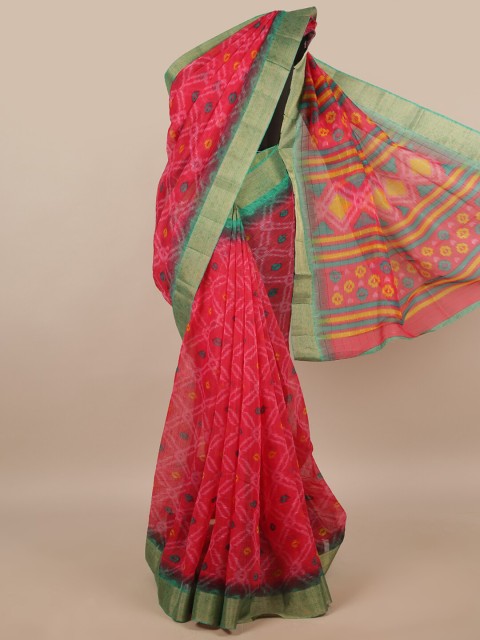 

Pothys Pink & Yellow Jute Silk Saree