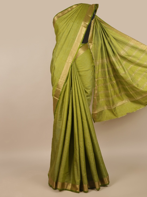 

Pothys Green & Gold-Toned Woven Design Zari Jute Silk Saree