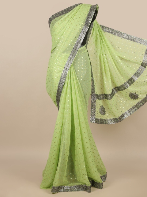 

Pothys Green & Grey Checked Saree