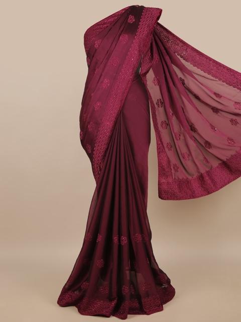 

Pothys Purple Beads and Stones Embellished Saree