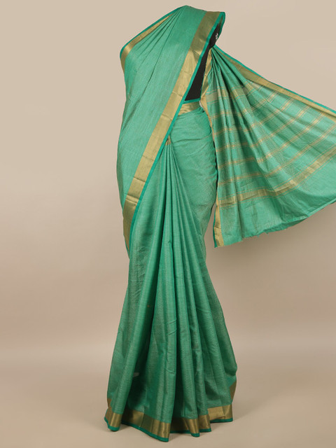 

Pothys Green & Gold-Toned Jute Silk Saree