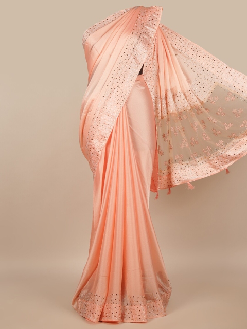 

Pothys Peach-Coloured Beads and Stones Poly Chiffon Saree