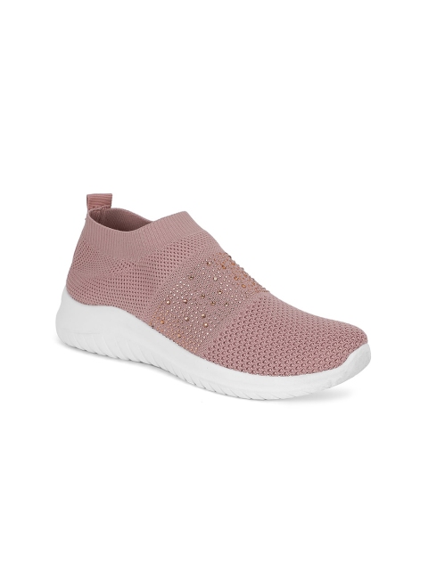 

Khadims Women Pink Woven Design Slip-On Sneakers