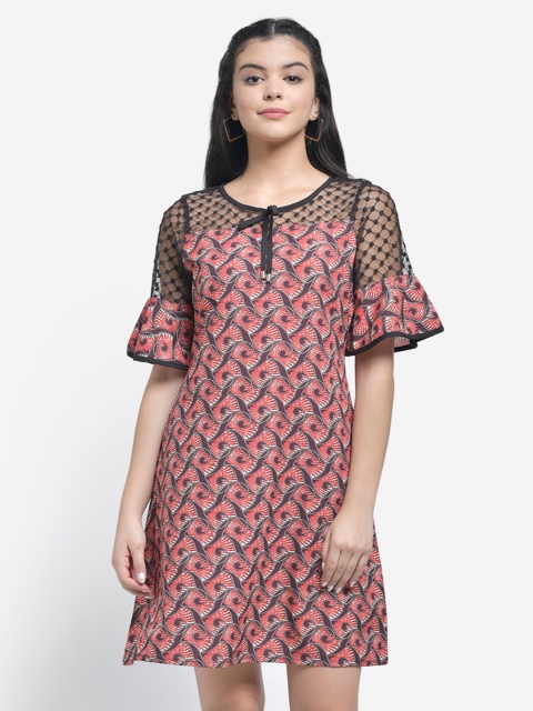 

Texco Brown & Red A-Line Dress
