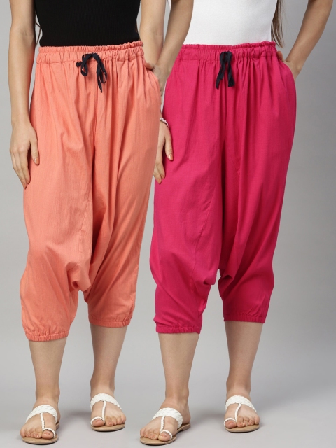 

Kryptic Women Pack Of 2 Solid Harem Pants, Pink