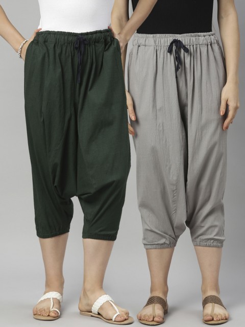 

Kryptic Women Pack Of 2 Solid Loose-Fit Harem Pants, Grey