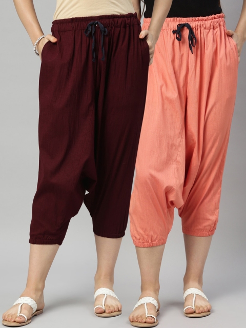 

Kryptic Women Pack Of 2 Solid Loose-Fit Harem Pants, Peach