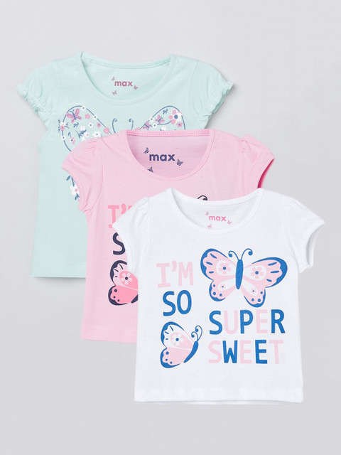 

max Pack of 3 Girls Printed T-Shirt, Multi