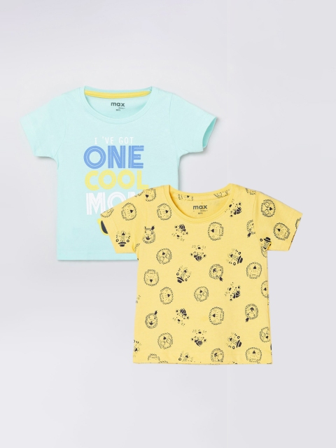 

max Boys Blue & Yellow Set Of 2 Printed T-shirt