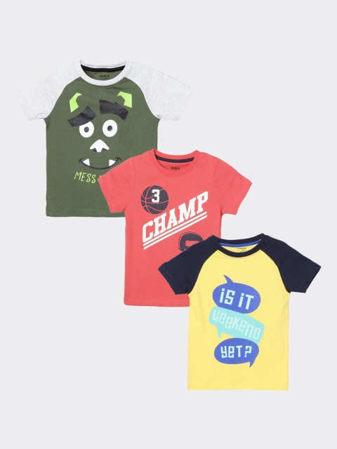 

max Pack of 3 Boys Printed T-Shirt, Multi