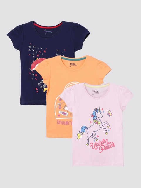 

max Pack of 3 Girls Printed T-Shirt, Multi