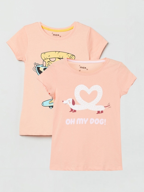 

max Girls Pack of 2 T-Shirt, Pink