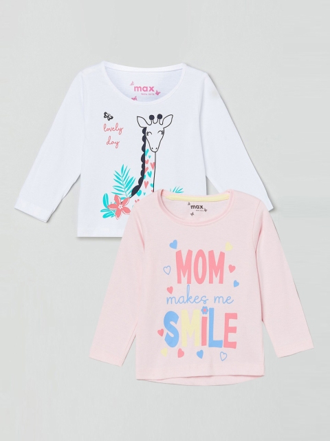 

max Pack of 2 Girls Pink & White Printed Tops