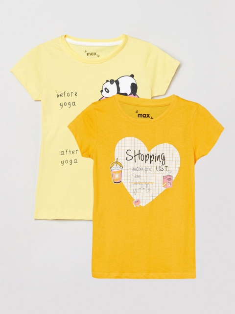 

max Girls Pack Of 2 Tops, Yellow
