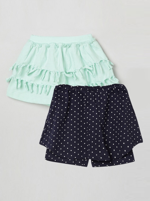 

max Pack of 2 Girls Navy Blue & Sea Green Skirts